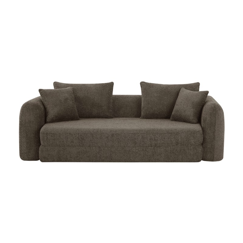 MORPHEO 3-Sitzer-Sofa mit Kompakt-Schlaffunktion, rechtsseitig, aus braunem Bouclé-Stoff