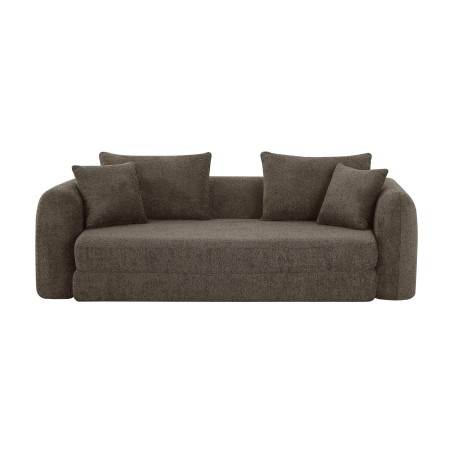 MORPHEO 3-Sitzer-Sofa mit Kompakt-Schlaffunktion, rechtsseitig, aus braunem Bouclé-Stoff