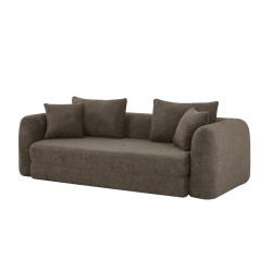 MORPHEO 3-Sitzer-Sofa mit Kompakt-Schlaffunktion, rechtsseitig, aus braunem Bouclé-Stoff