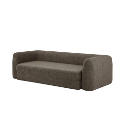 MORPHEO 3-Sitzer-Sofa mit Kompakt-Schlaffunktion, rechtsseitig, aus braunem Bouclé-Stoff