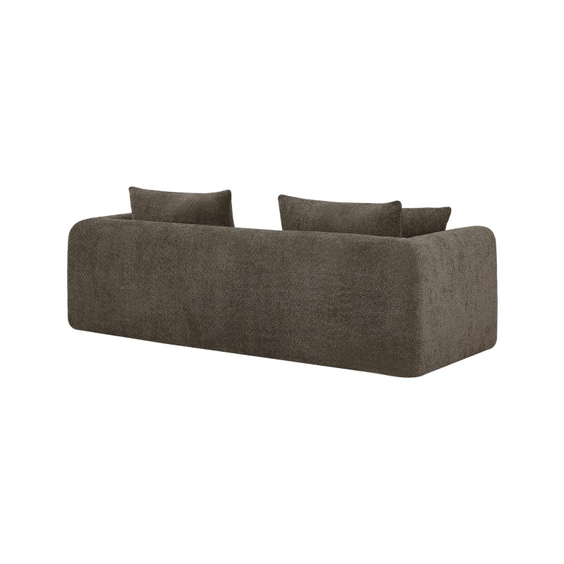 MORPHEO 3-Sitzer-Sofa mit Kompakt-Schlaffunktion, rechtsseitig, aus braunem Bouclé-Stoff