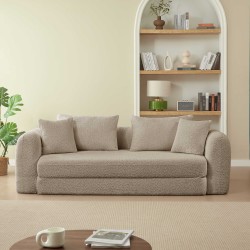 MORPHEO 3-Sitzer-Sofa mit Klappfunktion, taupefarbener Bouclé-Stoff