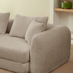 MORPHEO 3-Sitzer-Sofa mit Klappfunktion, taupefarbener Bouclé-Stoff