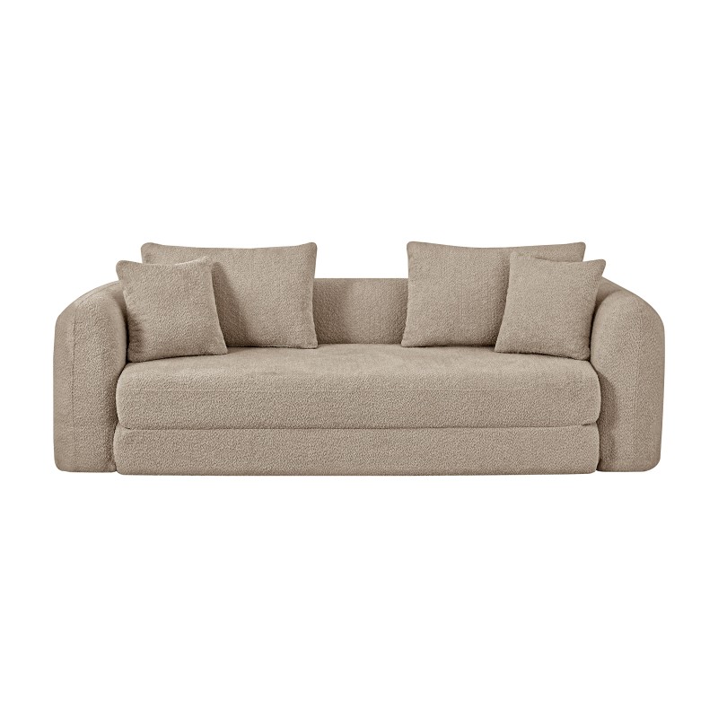 MORPHEO 3-Sitzer-Sofa mit Klappfunktion, taupefarbener Bouclé-Stoff