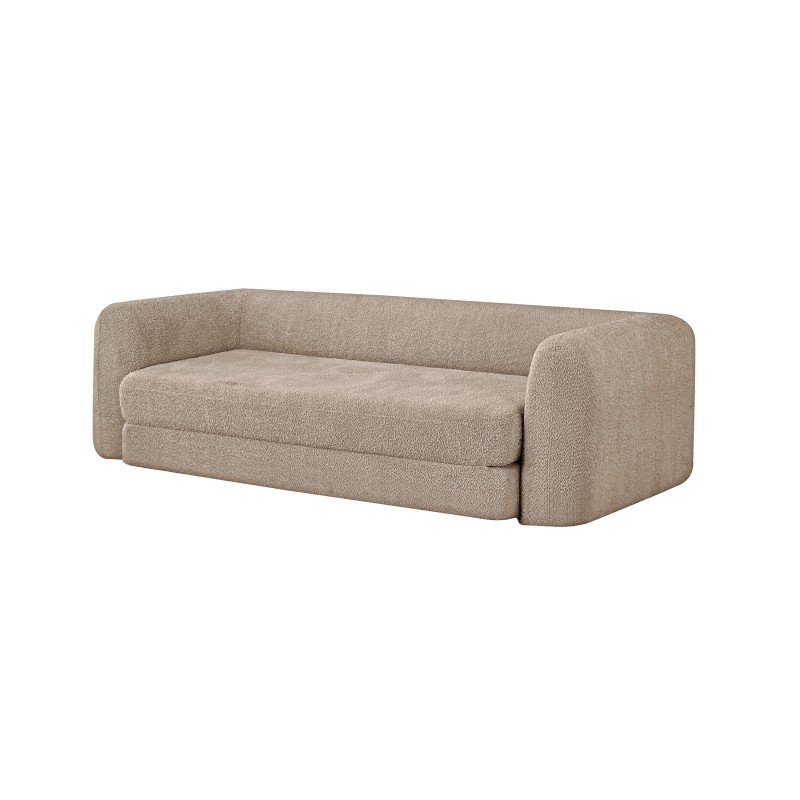 MORPHEO 3-Sitzer-Sofa mit Klappfunktion, taupefarbener Bouclé-Stoff