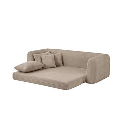 MORPHEO 3-Sitzer-Sofa mit Klappfunktion, taupefarbener Bouclé-Stoff