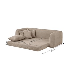 MORPHEO 3-Sitzer-Sofa mit Klappfunktion, taupefarbener Bouclé-Stoff