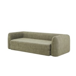 MORPHEO 3-Sitzer-Kompressions-Klappsofa, grüner Bouclé-Stoff
