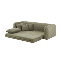 MORPHEO 3-Sitzer-Kompressions-Klappsofa, grüner Bouclé-Stoff