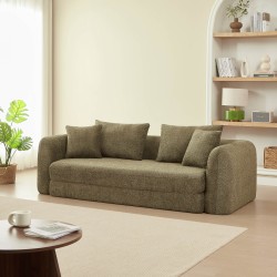 MORPHEO 3-Sitzer-Kompressions-Klappsofa, grüner Bouclé-Stoff