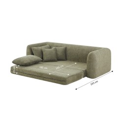 MORPHEO 3-Sitzer-Kompressions-Klappsofa, grüner Bouclé-Stoff