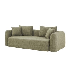 MORPHEO 3-Sitzer-Kompressions-Klappsofa, grüner Bouclé-Stoff
