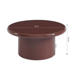 Table basse ronde MOXY finition laquée brillante bordeaux 80cm
