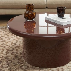 Table basse ronde MOXY finition laquée brillante bordeaux 80cm