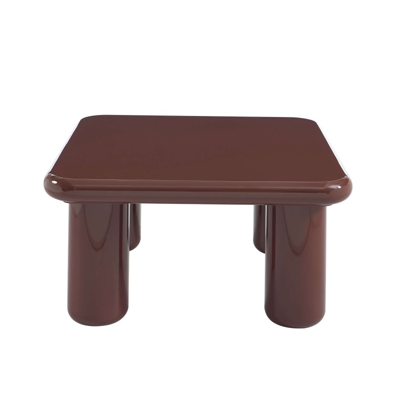 Table basse MOXY finition laquée brillante bordeaux 80cm
