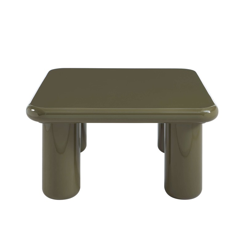Table basse MOXY finition laquée brillante vert olive 80cm