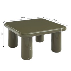 Table basse MOXY finition laquée brillante vert olive 80cm