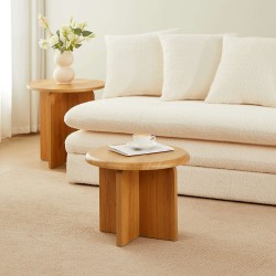 Table basse ronde OCANA effet chêne h40cm