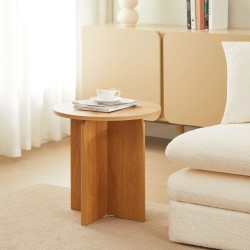 Table basse ronde OCANA effet chêne h50cm