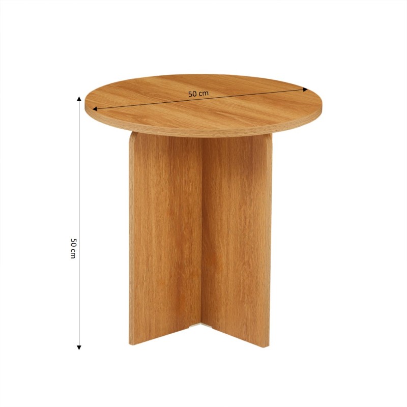 Table basse ronde OCANA effet chêne h50cm