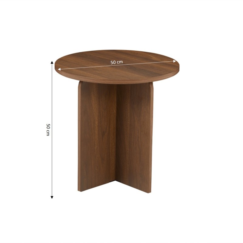 Table basse ronde OCANA effet noyer h50cm