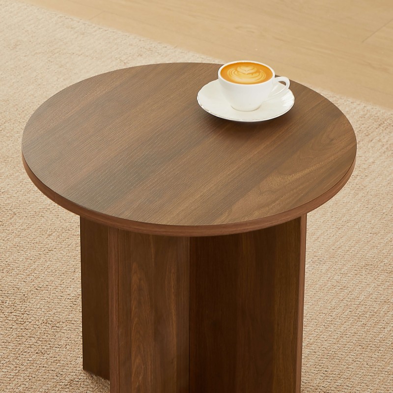 Table basse ronde OCANA effet noyer h50cm