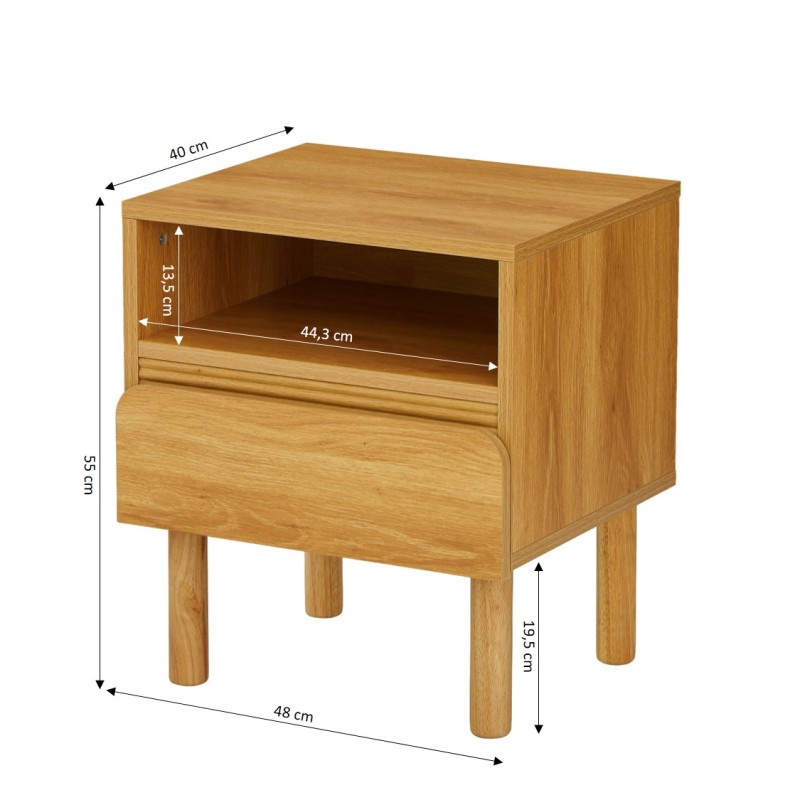 Table de chevet ORO effet chêne 1 tiroir
