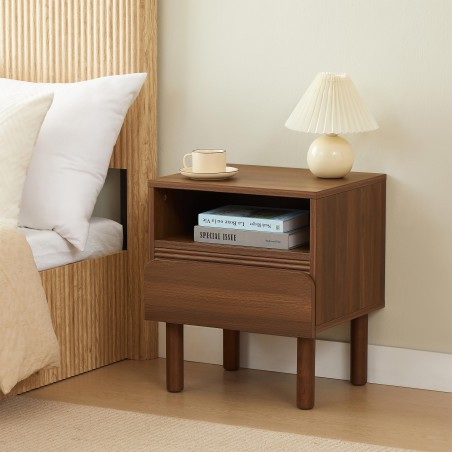 Nachttisch ORO, Nussbaumoptik, 1 Schublade