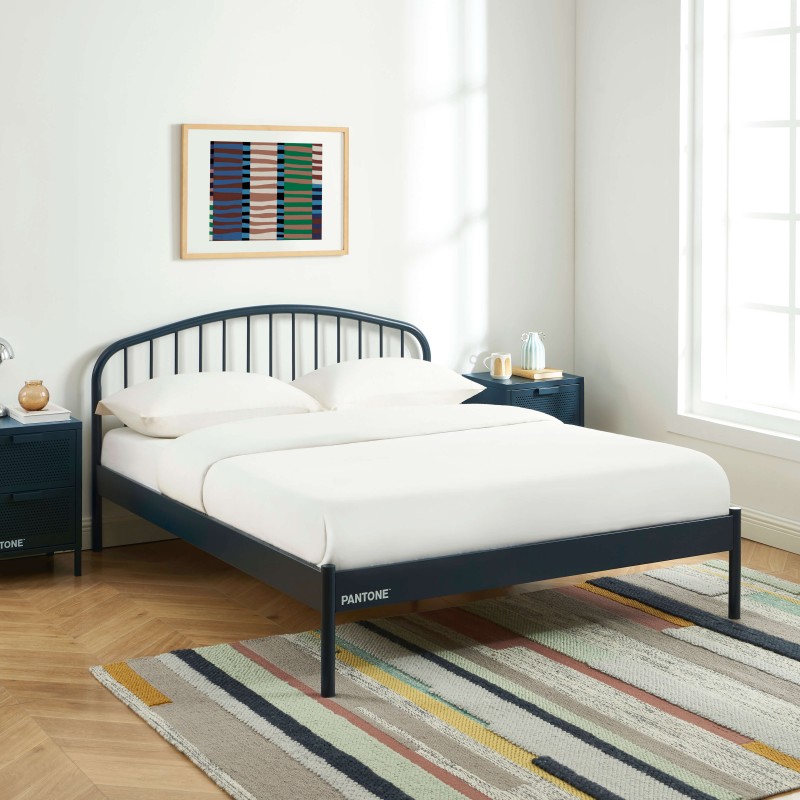 Letto PANTONE 140x190 in metallo blu notte con rete inclusa