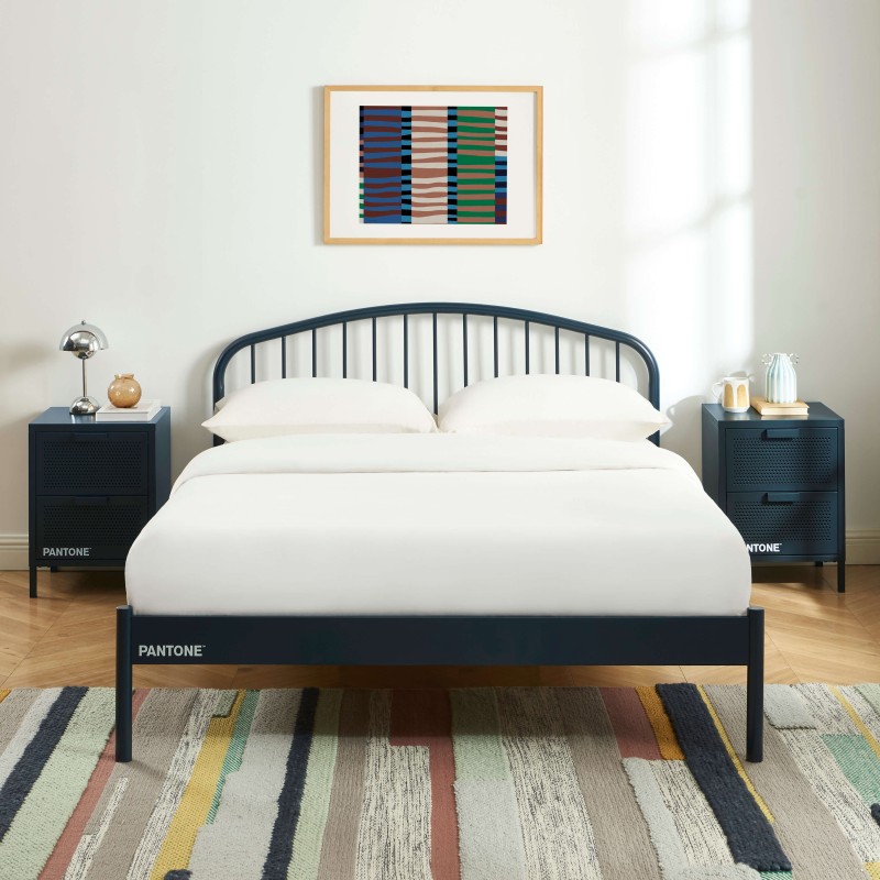 Letto PANTONE 140x190 in metallo blu notte con rete inclusa