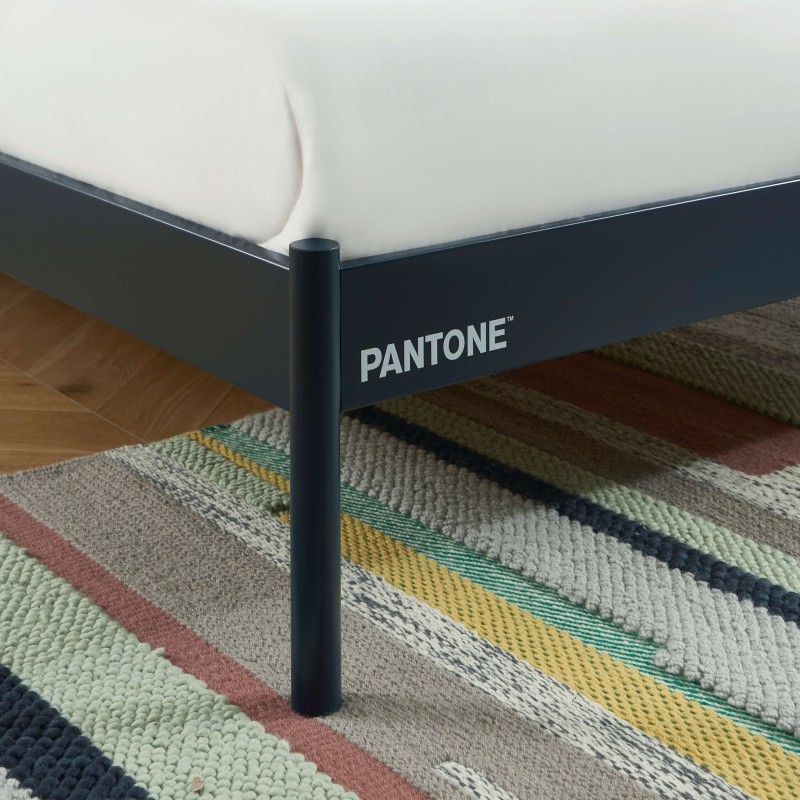 Letto PANTONE 140x190 in metallo blu notte con rete inclusa