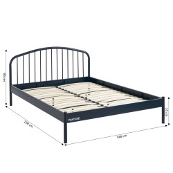Letto PANTONE 140x190 in metallo blu notte con rete inclusa