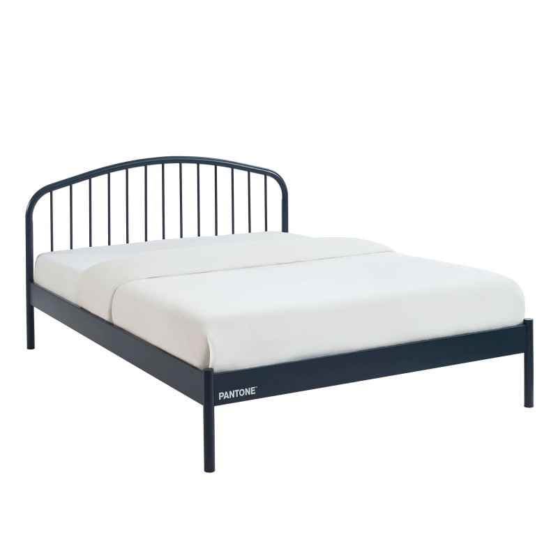 Letto PANTONE 140x190 in metallo blu notte con rete inclusa