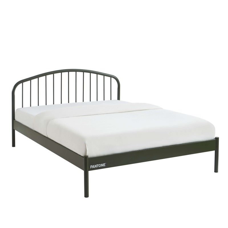 Letto PANTONE 140x190 in metallo verde oliva con rete inclusa