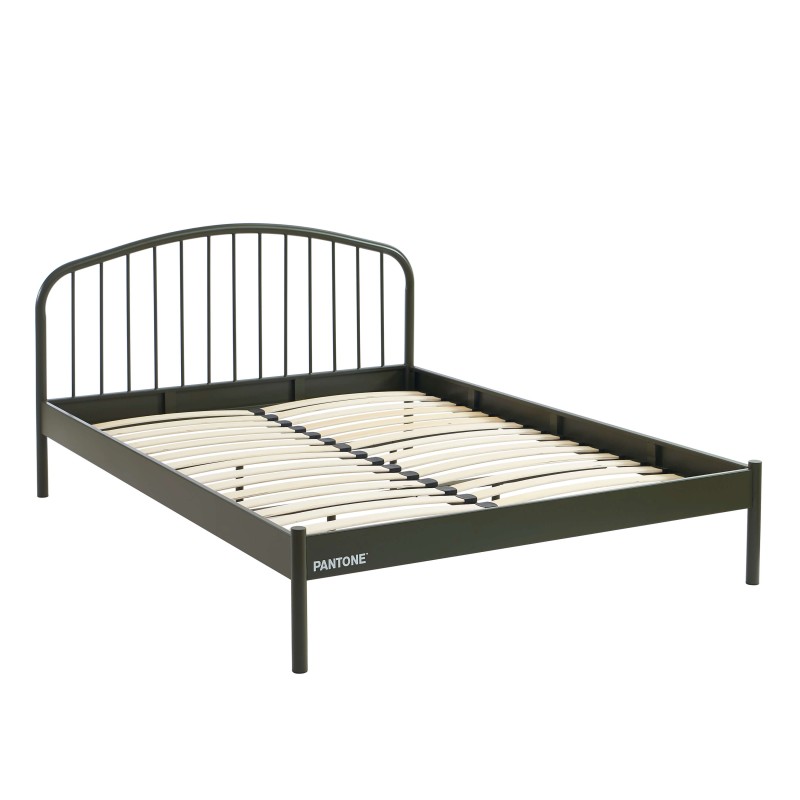 Letto PANTONE 140x190 in metallo verde oliva con rete inclusa