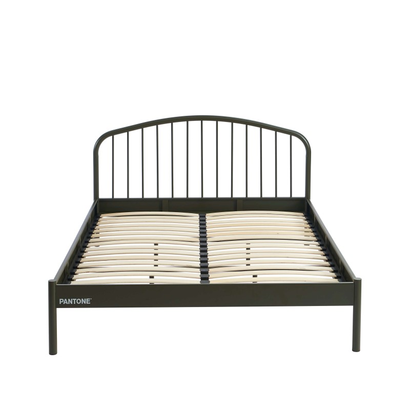 Letto PANTONE 140x190 in metallo verde oliva con rete inclusa