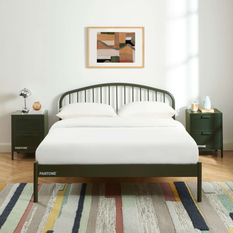 Letto PANTONE 140x190 in metallo verde oliva con rete inclusa