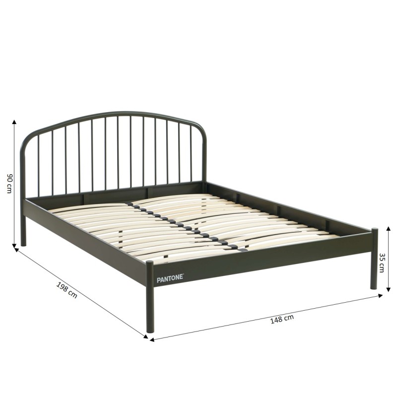 Letto PANTONE 140x190 in metallo verde oliva con rete inclusa