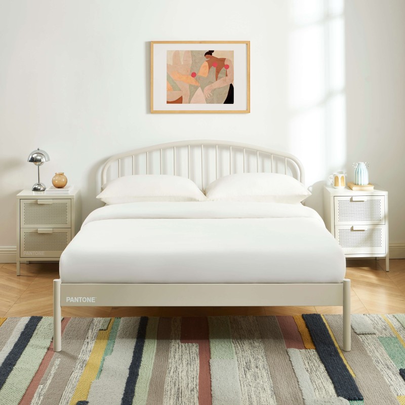 Letto PANTONE 140x190 in metallo beige sabbia con rete inclusa