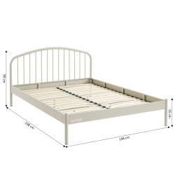 Letto PANTONE 140x190 in metallo beige sabbia con rete inclusa