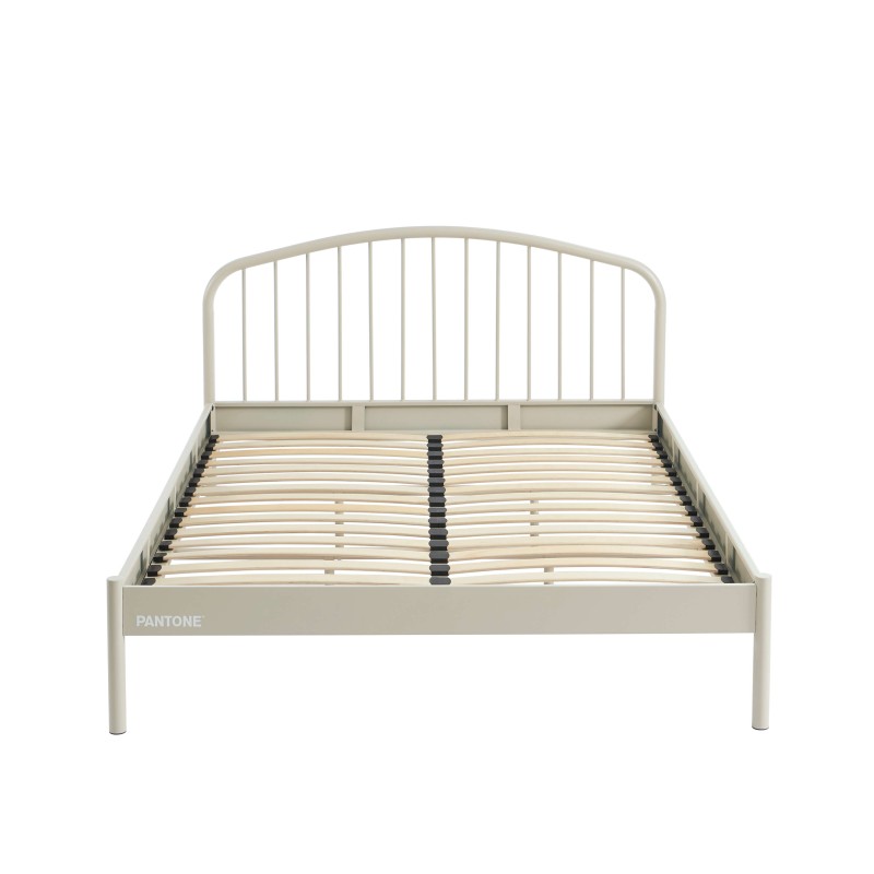 Letto PANTONE 140x190 in metallo beige sabbia con rete inclusa