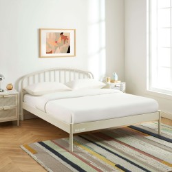Letto PANTONE 140x190 in metallo beige sabbia con rete inclusa