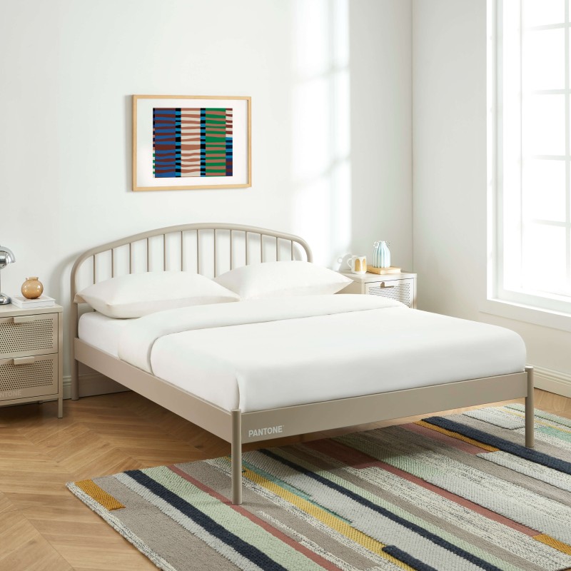 Letto PANTONE 140x190 in metallo tortora con rete inclusa