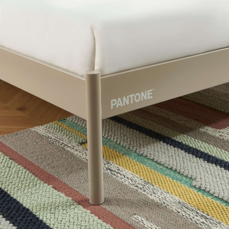 Letto PANTONE 140x190 in metallo tortora con rete inclusa