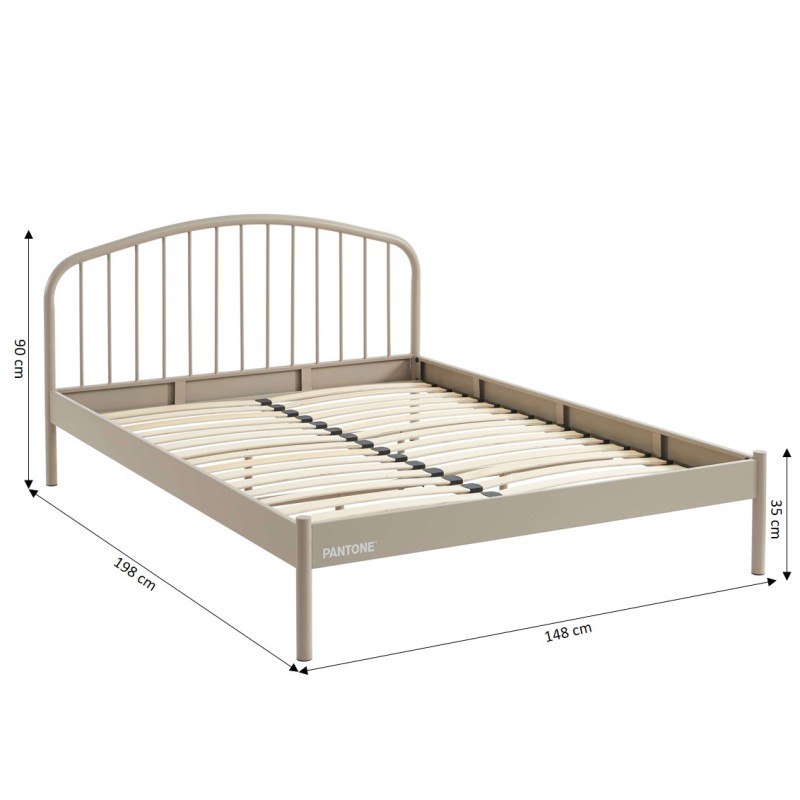 Letto PANTONE 140x190 in metallo tortora con rete inclusa