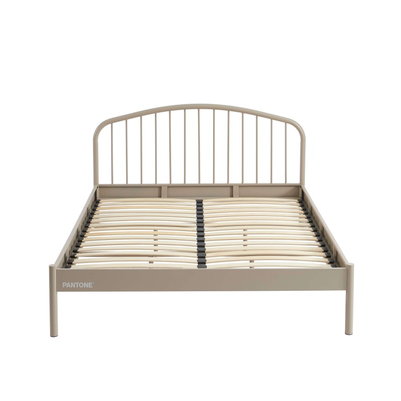 Letto PANTONE 140x190 in metallo tortora con rete inclusa