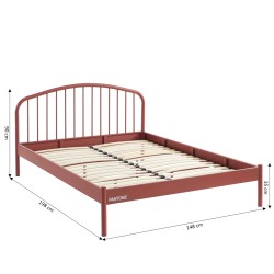 Letto PANTONE 140x190 in metallo terracotta con rete inclusa