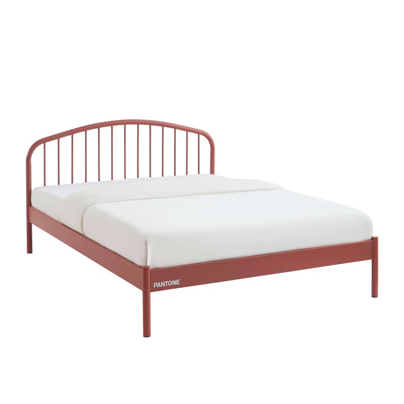 Letto PANTONE 140x190 in metallo terracotta con rete inclusa