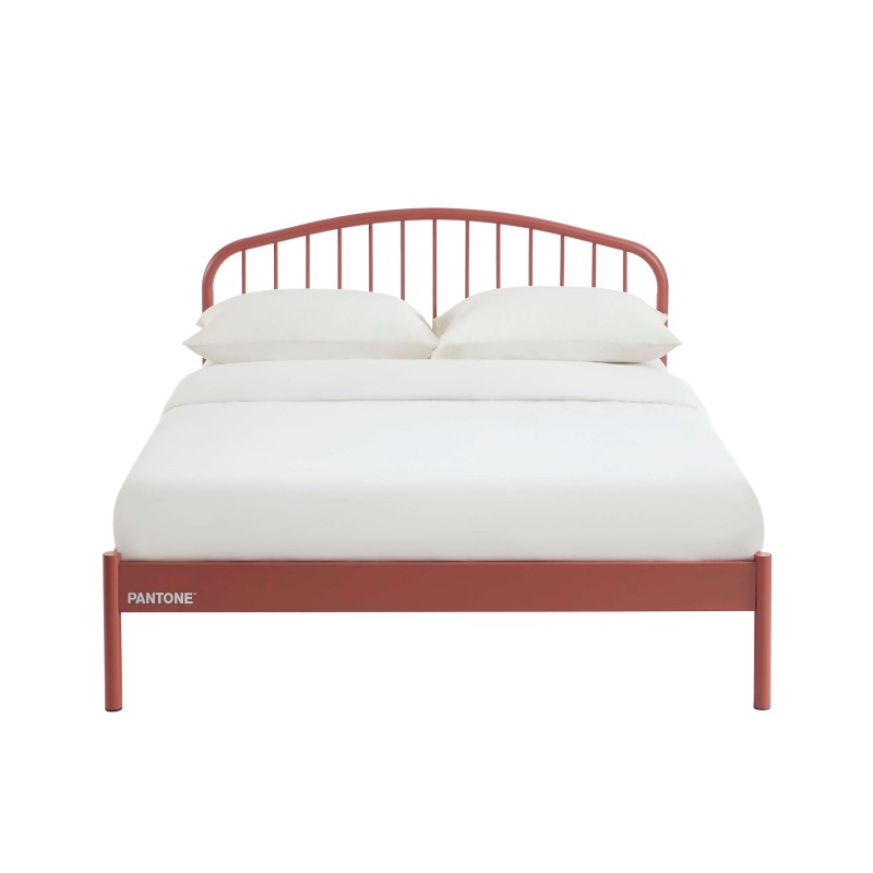 Letto PANTONE 140x190 in metallo terracotta con rete inclusa