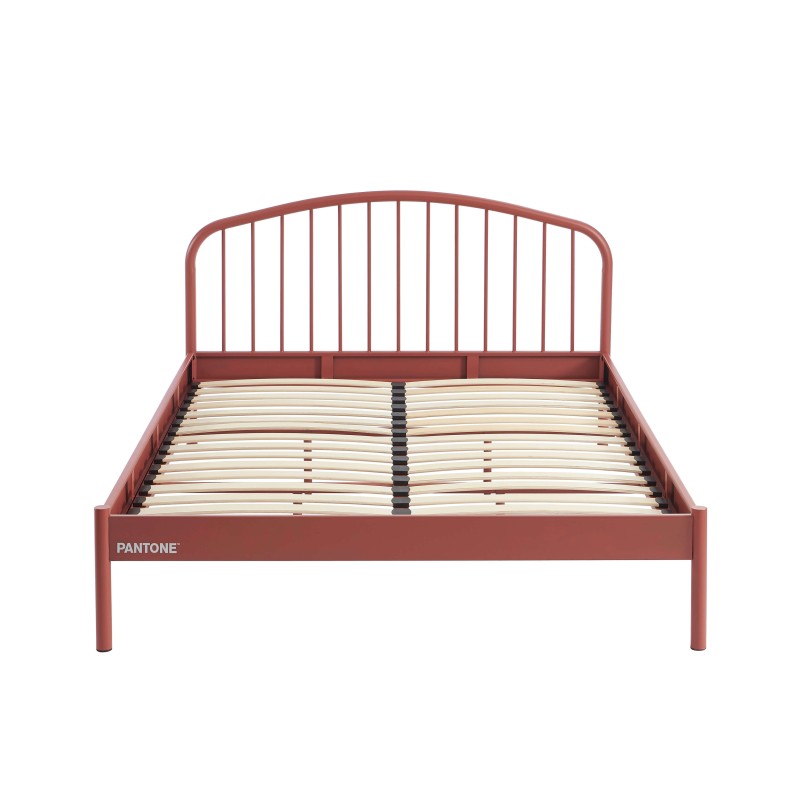 Letto PANTONE 140x190 in metallo terracotta con rete inclusa